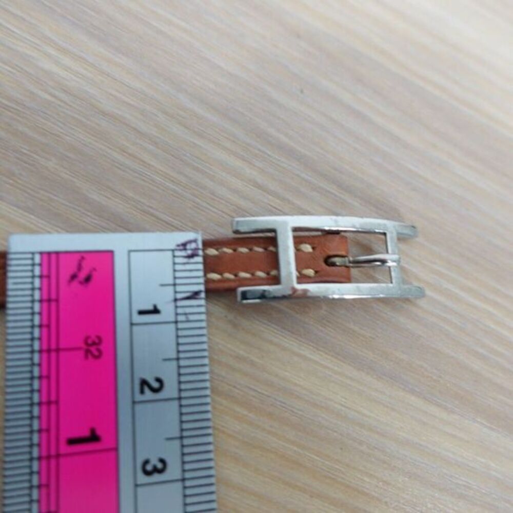 HERMÈS‎ PARIS Wrap Hapi 3 Bracelet Choker Brown Leather Silver H 24 in - Picture 4 of 10